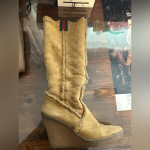 Gucci Wool Wedge Boots – Size 37.5 (7.5) – Vintage / Repair Project